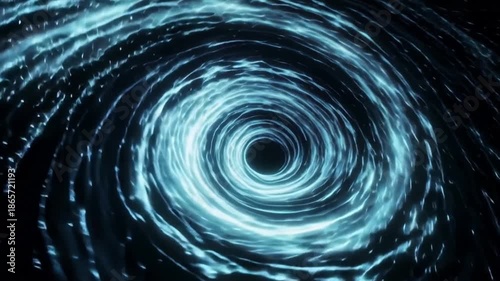 Stunning blue wormhole swirling through starry space with vibrant cosmic energy