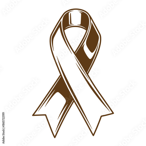 Vintage Brown awareness ribbon symbol for support and solidarity  a looped strip of fabric tied in a bow