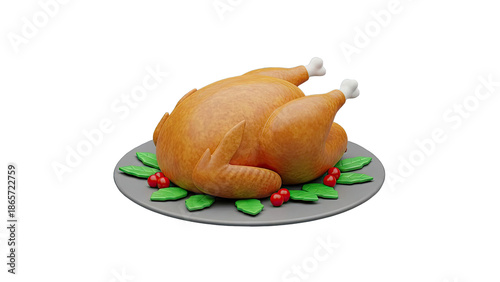 Roasted Turkey with Garnish on a Plate
