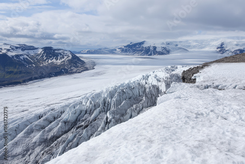Wallpaper Mural Glacier view from mountain top in Iceland with ice formations and cloudy sky Torontodigital.ca