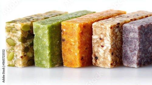 Dynamic row of varied size and color bars visually appealing arrangement showcasing diverse vertical bars varying in color and height