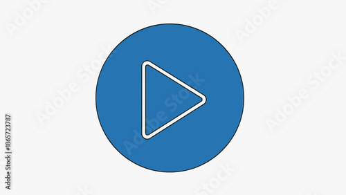 Blue Play Button Icon on Circle.