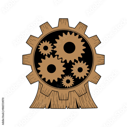 Steampunk Gear Mechanism Illustration