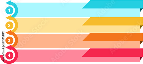 Colorful infographic template with four numbered steps modern flat design for presentation or report isolated on white background