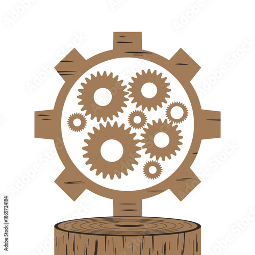 Steampunk Gear Mechanism Illustration