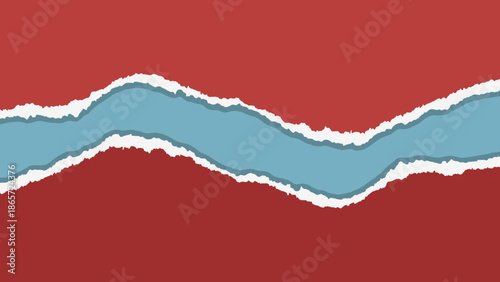 Torn red paper revealing a light blue background, creating a dynamic and textured abstract design for creative projects and graphic resources.