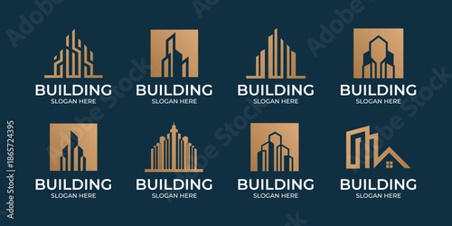 Luxury gold color building logo collection