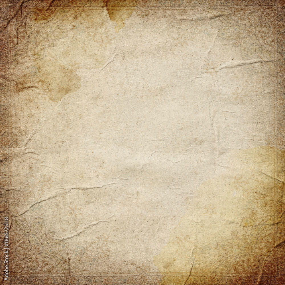 Fototapeta premium Old Persian Paper Texture with Faint Traditional Miniature Motifs and Aged Patina