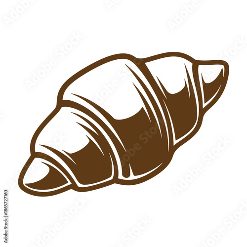 Vintage Brown croissant pastry illustration on white background