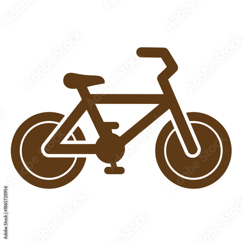Vintage brown bicycle icon with white outline on white background