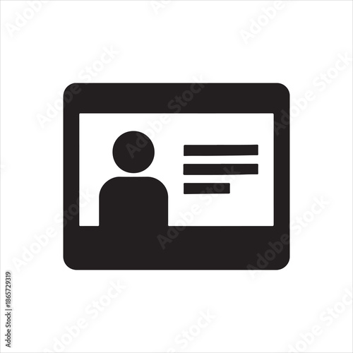 Identification Card Icon Symbolizing Personal Information Security and Access Control for Corporate Use Badge Black and White Illustration