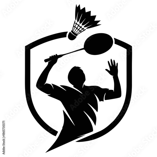 Black Badminton Logo Silhouette Vector