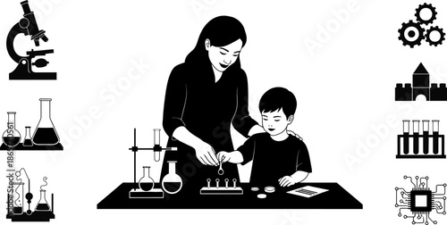 Happy women's day celebration with family and science exploration
