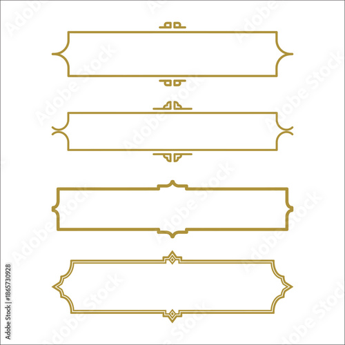 Set of Golden Decorative Vintage Banner Vector Frames and Elegant Design Labels.
