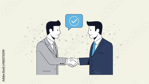 Two Businessmen Shaking Hands with Approval.