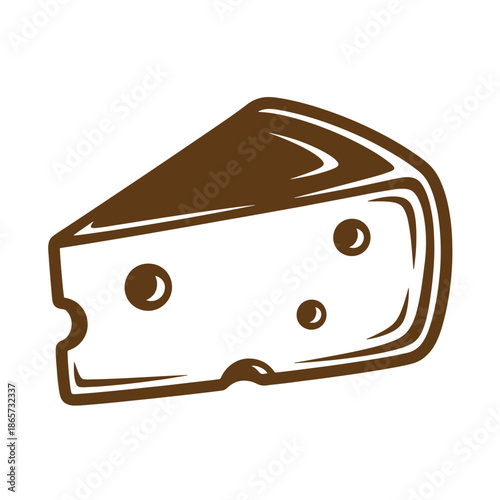 Vintage Illustration of a wedge of cheese with holes on white background  dairy product icon