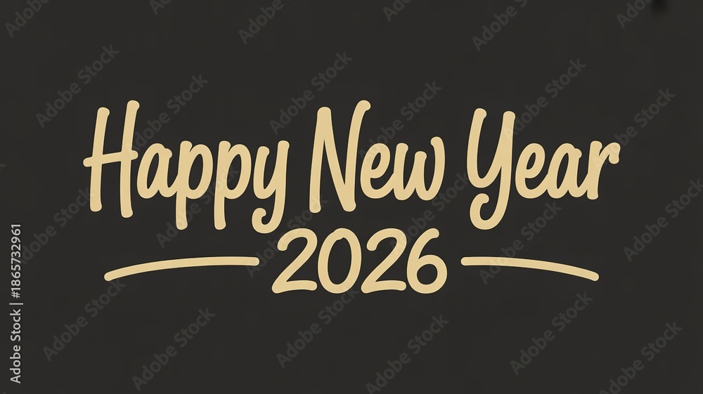 Obraz premium Elegant Gold Typography on Black for 2026 New Year Celebration Greeting Card Design
