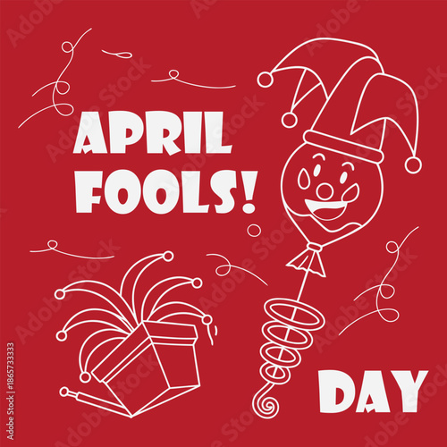 April fools day with jester and surprise box