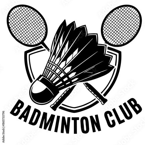 Black Badminton Logo Silhouette Vector