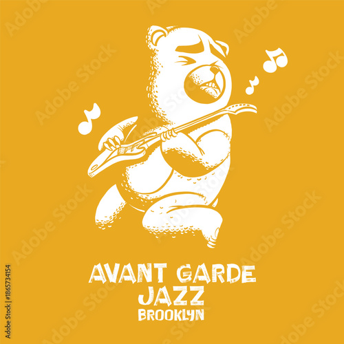 Jazz music player teddy bear illustration