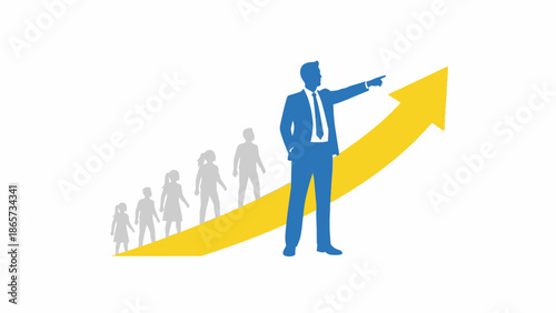 Businessman Leading Team to Success with Confidence.