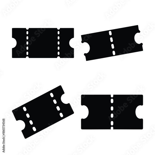 Black vector icons of various event tickets, passes, entry stubs Vector