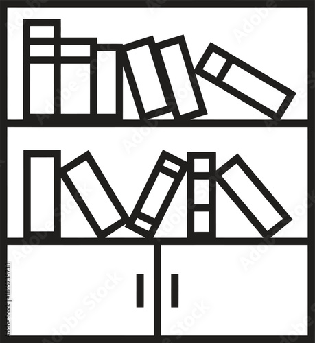 Bookshelf cabinet icon, document storage, library organization, office archive furniture, vector illustration