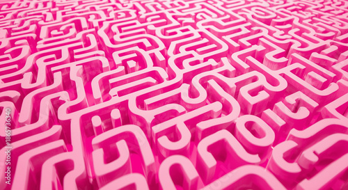 Surreal Pink 3D Maze Labyrinth Texture Vibrant Abstract Background Cinematic Pattern Infinite Pathways Geometric Design for Modern Digital Art and Wallpaper