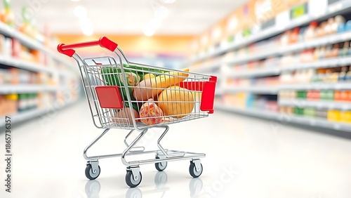 Wallpaper Mural Shopping cart isolated on a plain background in a retail environment. Torontodigital.ca