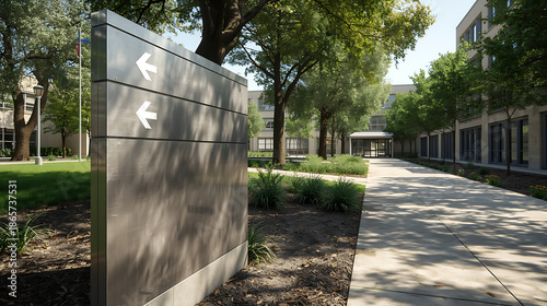 Modern Outdoor Directional Signage on Corporate Campus