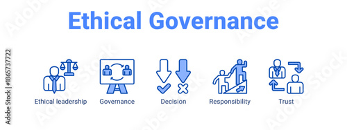 Ethical Governance web banner icon vector illustration concept for business with icon of Ethical leadership, Governance, Decision.