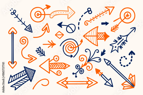 Hand-drawn Colored Pencil Style Arrow Set