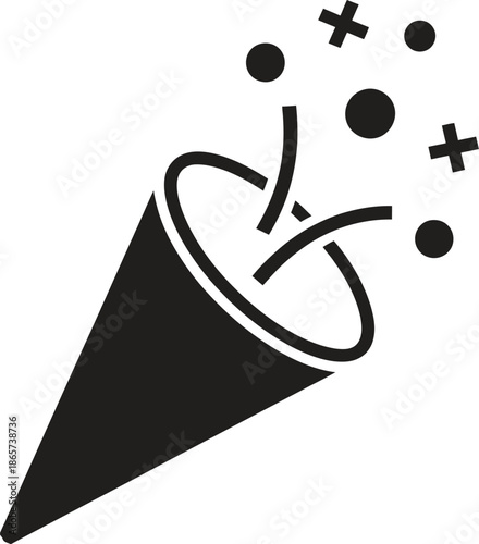 Confetti cannon icon, party celebration, festive blast, event excitement, holiday decoration, vector illustration