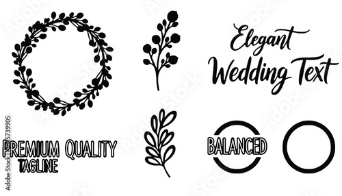 Elegant wedding logo designs on transparent background for premium quality branding