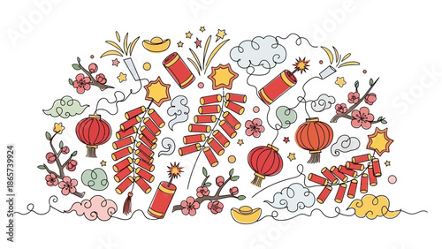 Chinese New Year, firecrackers and lanterns