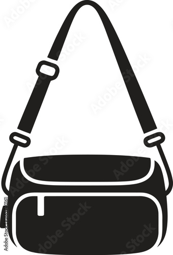 Shoulder bag icon. travel accessory, fashion purse, crossbody pack, vector illustration