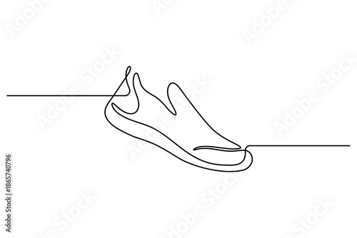 Modern single line illustration clean outline style of a casual slip on sneaker