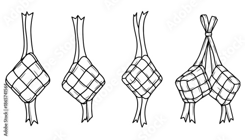 A black and white illustration of ham hocks wrapped in netting on transparent background