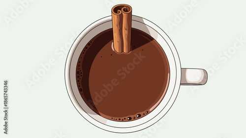 Hot Chocolate with Cinnamon Stick - Warm Beverage Illustration