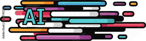 Abstract background with bold "AI" letters and colorful streaks