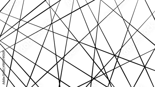 Abstract black intersecting lines chaotic geometric pattern on white background, modern linear network seamless texture minimalist digital art overlay