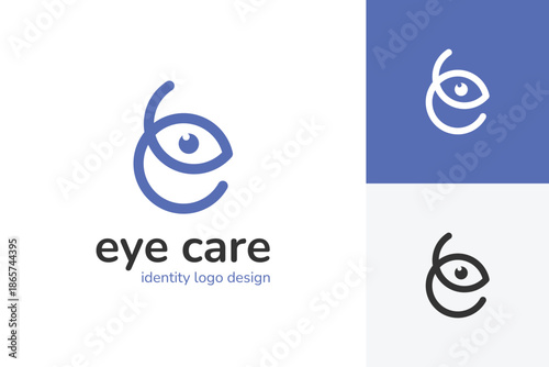 Modern Eye Care Medical Logo Icon Design. Vision Eye Symbol Combined With Letter e Concept For Optical Clinic Healthcare And Brand Identity Logo