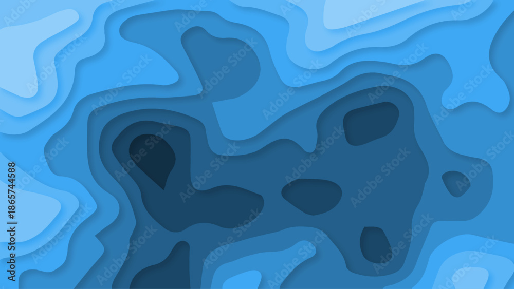 Fototapeta premium Abstract blue topographic map with swirling patterns and gradient shades 