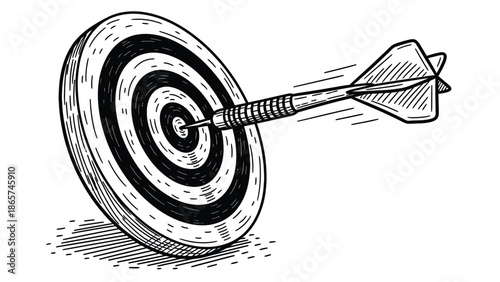 Archery Target With Arrow in Bullseye — Focus, Precision, Skill, and Performance Illustration
