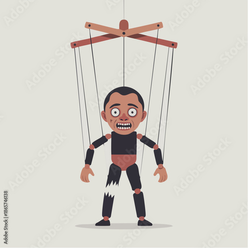 Humanoid Marionette Puppet Controlled by Strings.