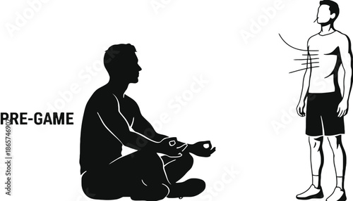 A man in meditation silhouette prepares for a game with focused breathing exercises