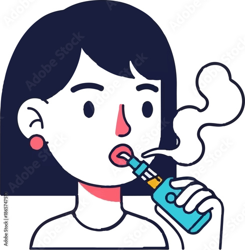 Flat illustration of a person vaping