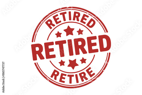 Grunge red rubber stamp with the word retired prominently displayed symbolizing an official status