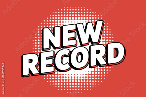 New record pop art style graphic illustration with halftone dot background