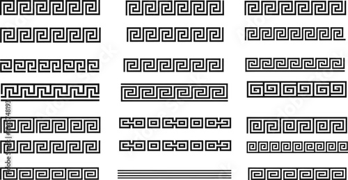 Collection of Greek Key Border Patterns and Decorative Elements meander